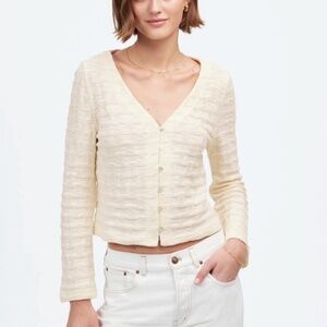 Basket-Weave Stitch Long-Sleeve Sweater Tee